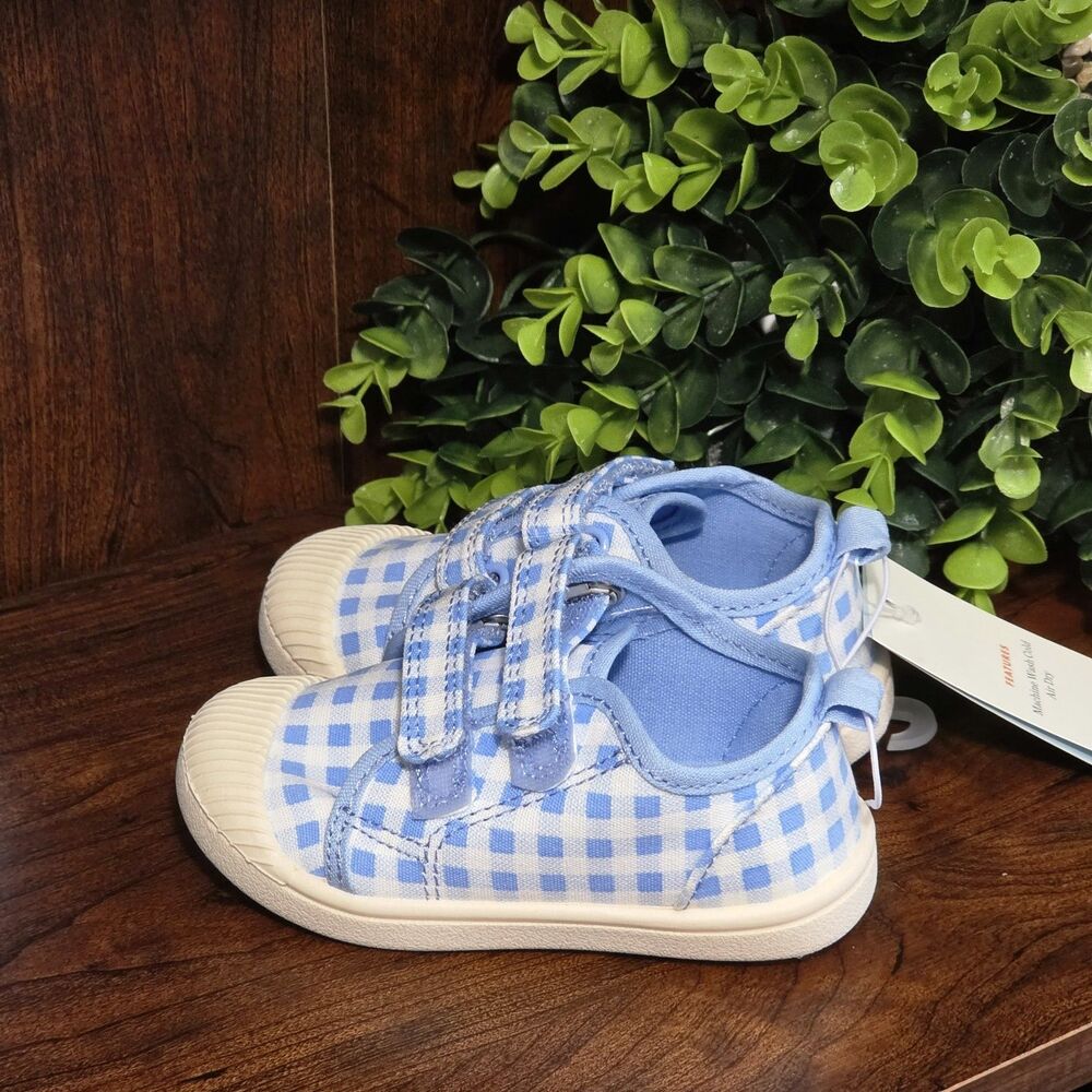 Cat & Jack Parker Sneakers Toddler Blue Gingham Size 5